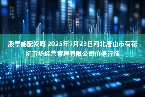 股票能配资吗 2025年7月23日河北唐山市荷花坑市场经营管理有限公司价格行情